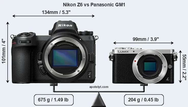 Size Nikon Z6 vs Panasonic GM1