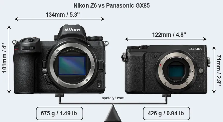 Size Nikon Z6 vs Panasonic GX85