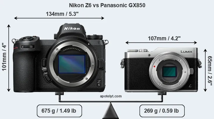 Size Nikon Z6 vs Panasonic GX850