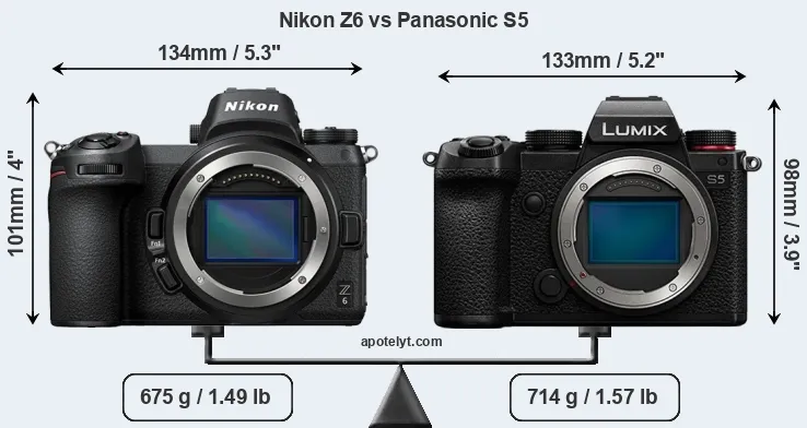 Size Nikon Z6 vs Panasonic S5