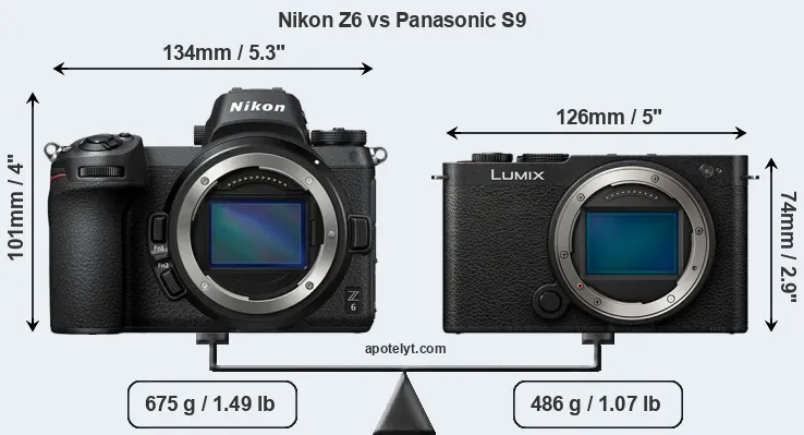 Size Nikon Z6 vs Panasonic S9