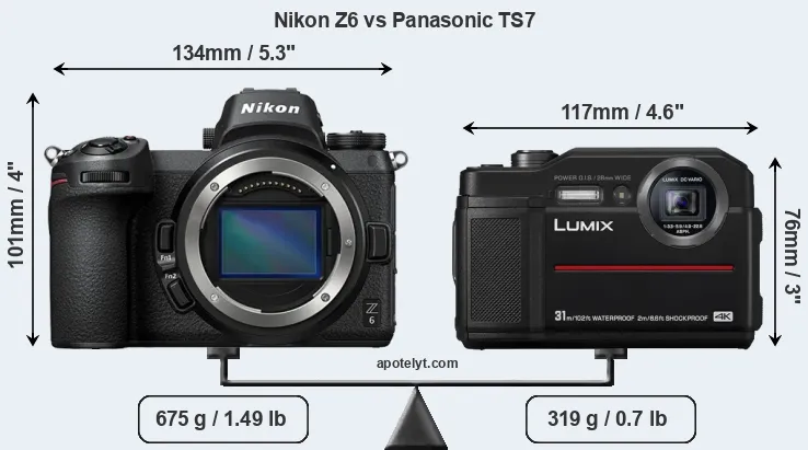 Size Nikon Z6 vs Panasonic TS7