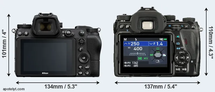 Comparison Z6 or K-1 II rear
