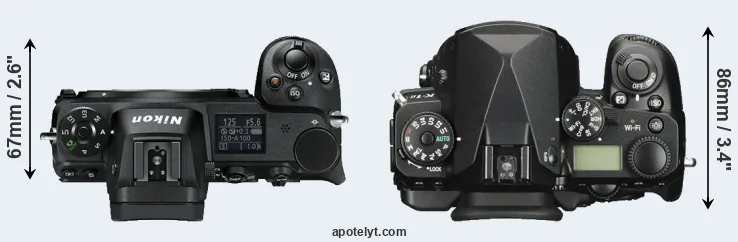 Compare Z6 versus K-1 II top