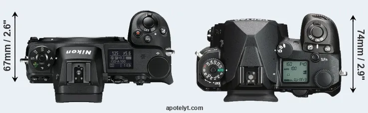 Compare Z6 versus K-3 III top