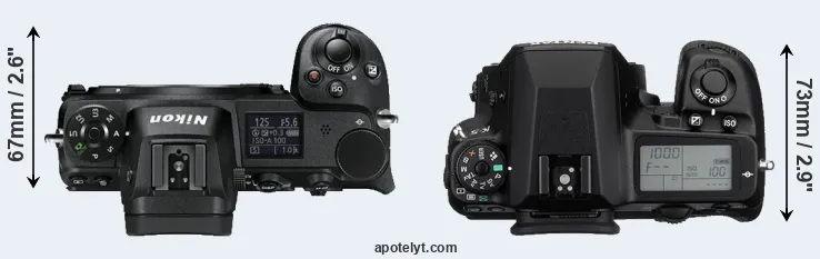 Compare Z6 versus K-5 top