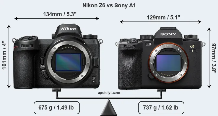 Size Nikon Z6 vs Sony A1
