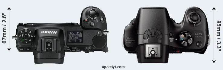 Compare Z6 versus A3000 top