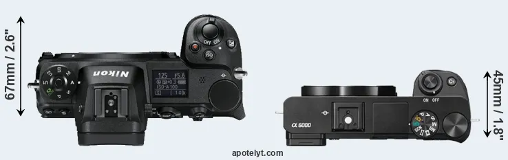 Compare Z6 versus A6000 top