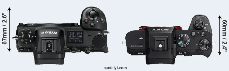Compare Z6 versus A7 II top