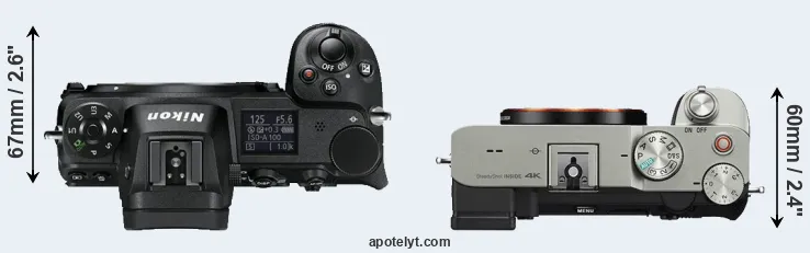 Compare Z6 versus A7C top