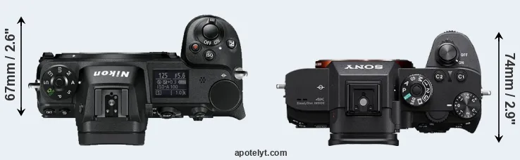 Compare Z6 versus A7R III top