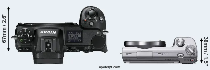 Compare Z6 versus NEX-5 top