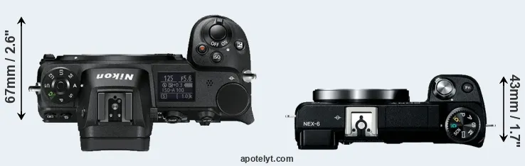 Compare Z6 versus NEX-6 top