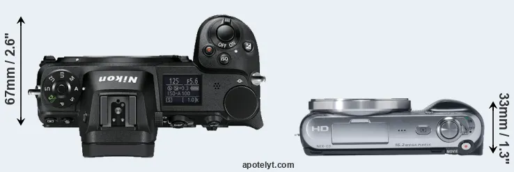 Compare Z6 versus NEX-C3 top