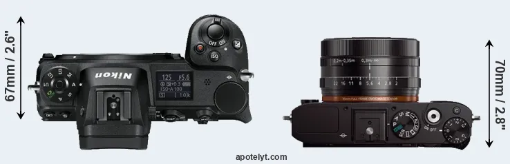 Compare Z6 versus RX1 top