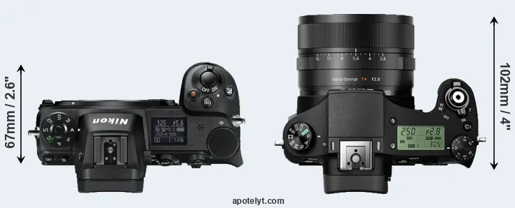 Compare Z6 versus RX10 II top