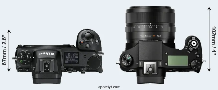 Compare Z6 versus RX10 top