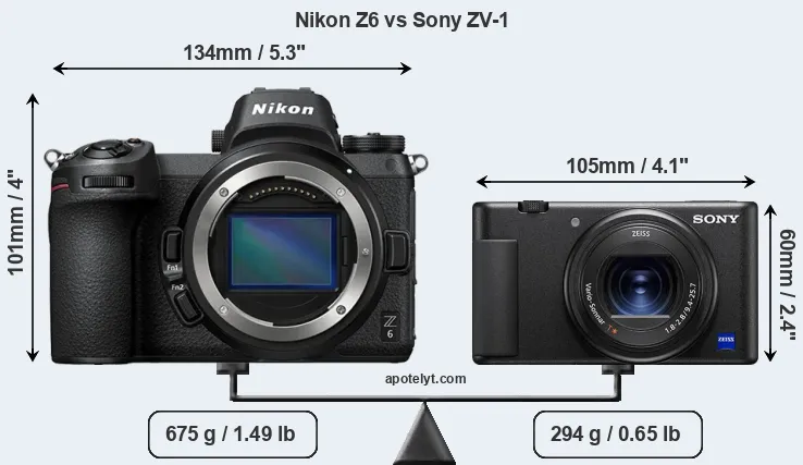 Size Nikon Z6 vs Sony ZV-1