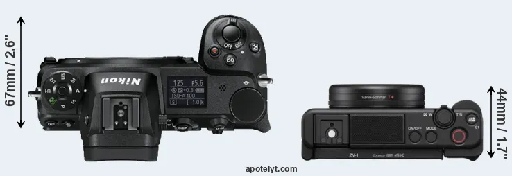 Compare Z6 versus ZV-1 top
