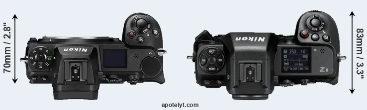 Compare Z7 II versus Z8 top