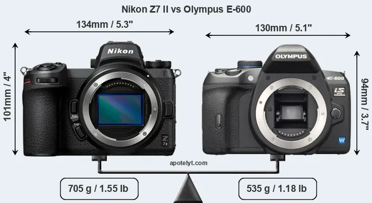 Size Nikon Z7 II vs Olympus E-600