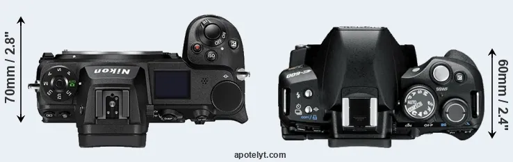 Compare Z7 II versus E-600 top
