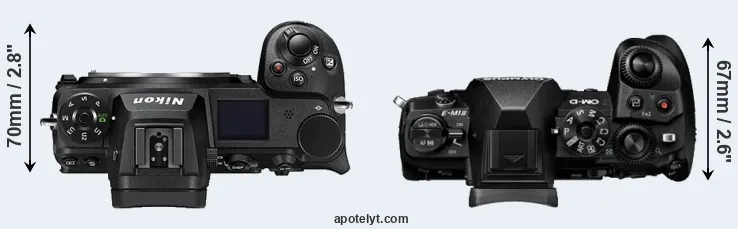 Compare Z7 II versus E-M1 II top