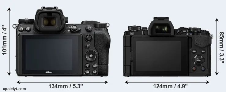 Comparison Z7 II or E-M5 II rear