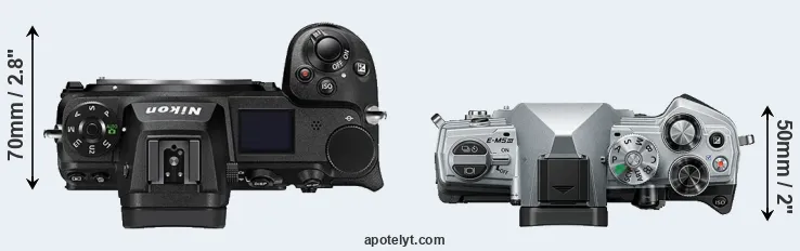 Compare Z7 II versus E-M5 III top