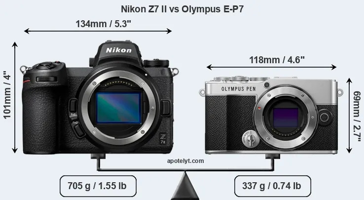 Size Nikon Z7 II vs Olympus E-P7