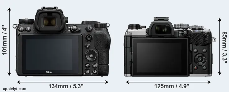 Comparison Z7 II or OM-5 rear