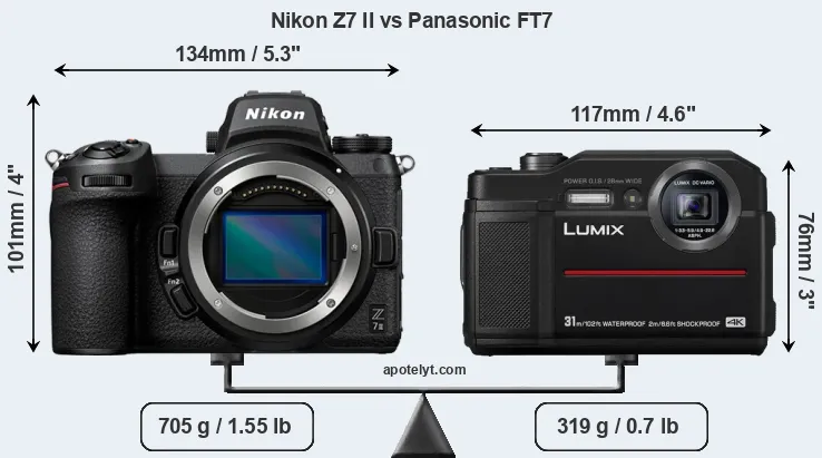 Size Nikon Z7 II vs Panasonic FT7
