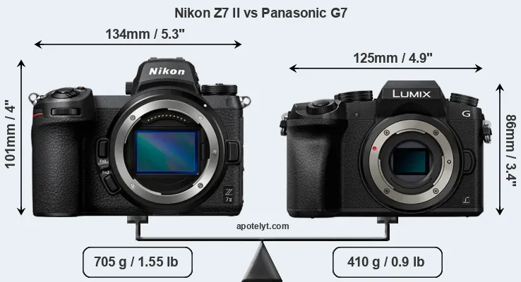 Size Nikon Z7 II vs Panasonic G7