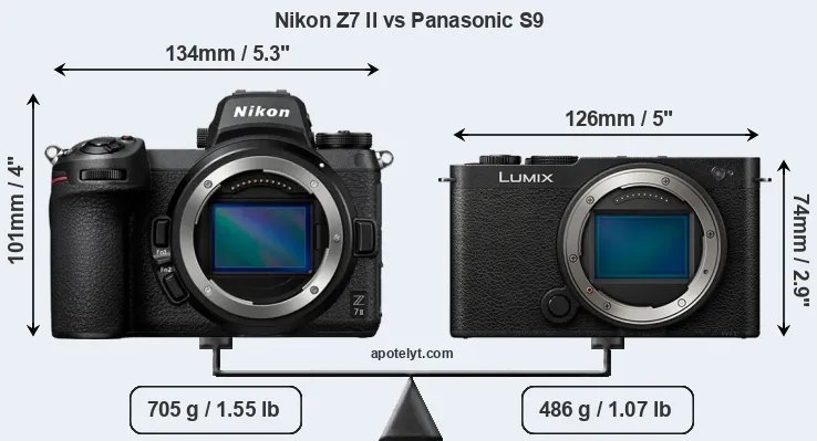 Size Nikon Z7 II vs Panasonic S9