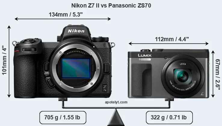 Size Nikon Z7 II vs Panasonic ZS70