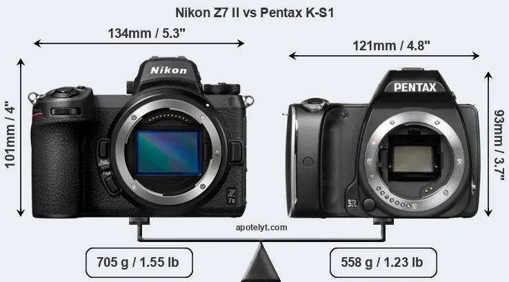 Size Nikon Z7 II vs Pentax K-S1