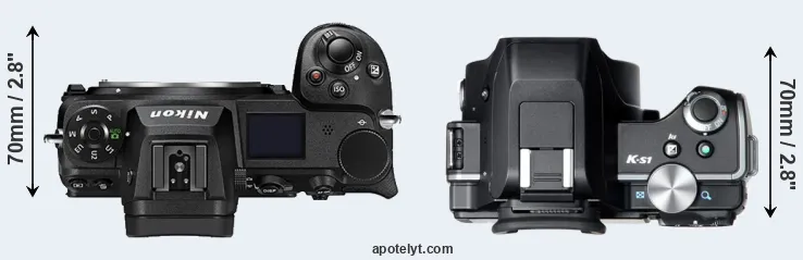 Compare Z7 II versus K-S1 top