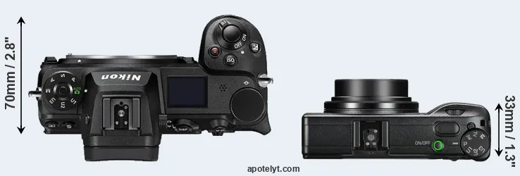 Compare Z7 II versus GR III top