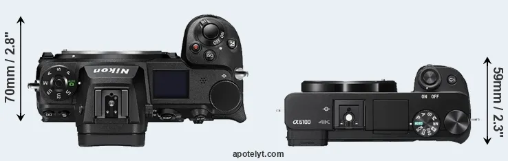 Compare Z7 II versus A6100 top