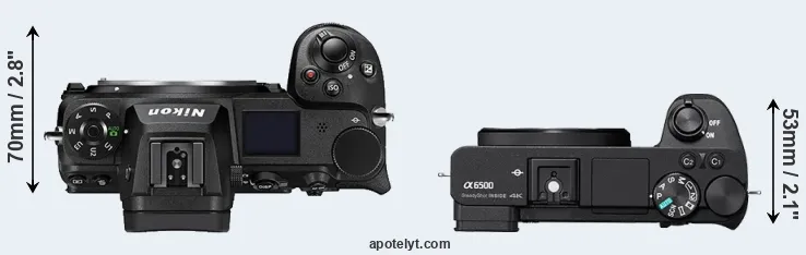 Compare Z7 II versus A6500 top