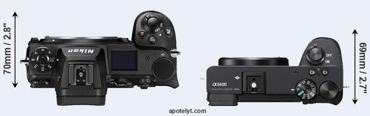 Compare Z7 II versus A6600 top