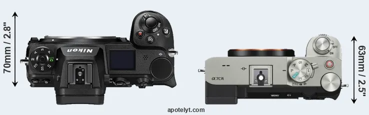 Compare Z7 II versus A7C R top