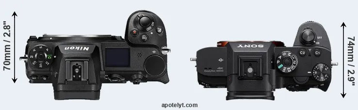 Compare Z7 II versus A7R III top