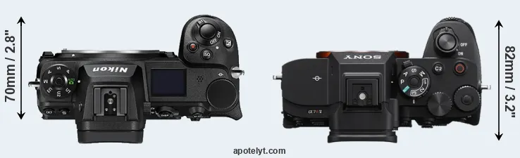 Compare Z7 II versus A7R V top