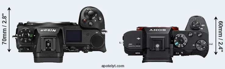 Compare Z7 II versus A7S II top
