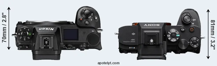 Compare Z7 II versus A7S III top