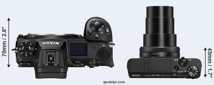 Compare Z7 II versus RX100 VII top