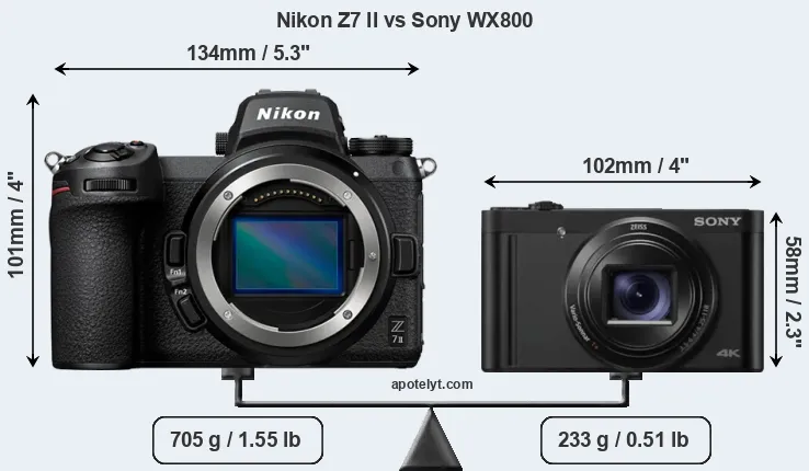Size Nikon Z7 II vs Sony WX800