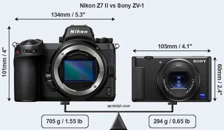 Size Nikon Z7 II vs Sony ZV-1